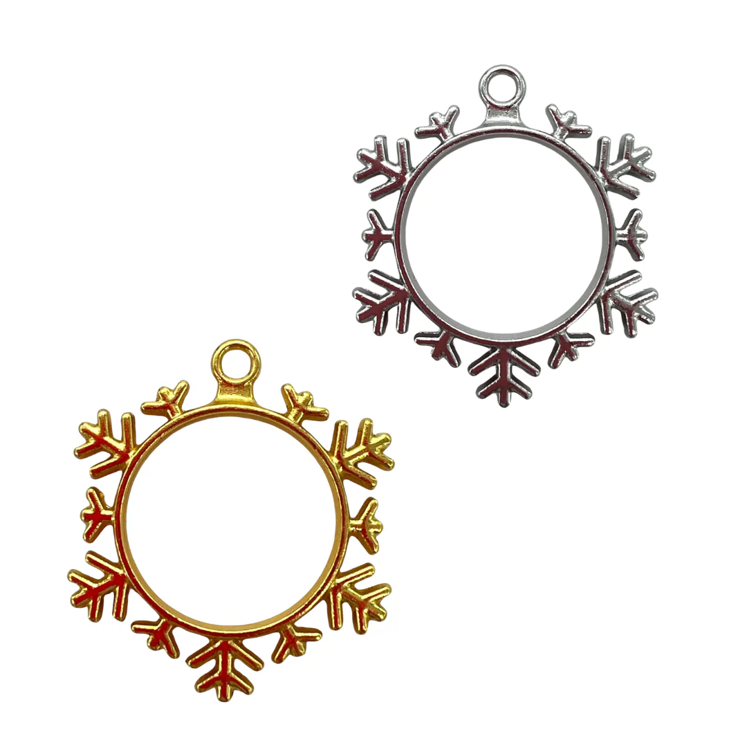 10 Pack of Simple Snowflake Shaped Open Back Pendant or Earring Bezel Blank - Image 2