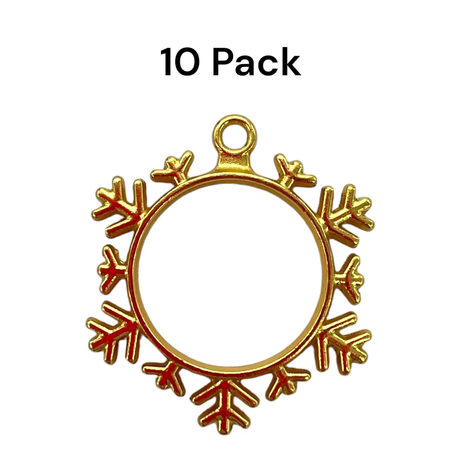 10 Pack of Simple Snowflake Shaped Open Back Pendant or Earring Bezel Blank - Image 3