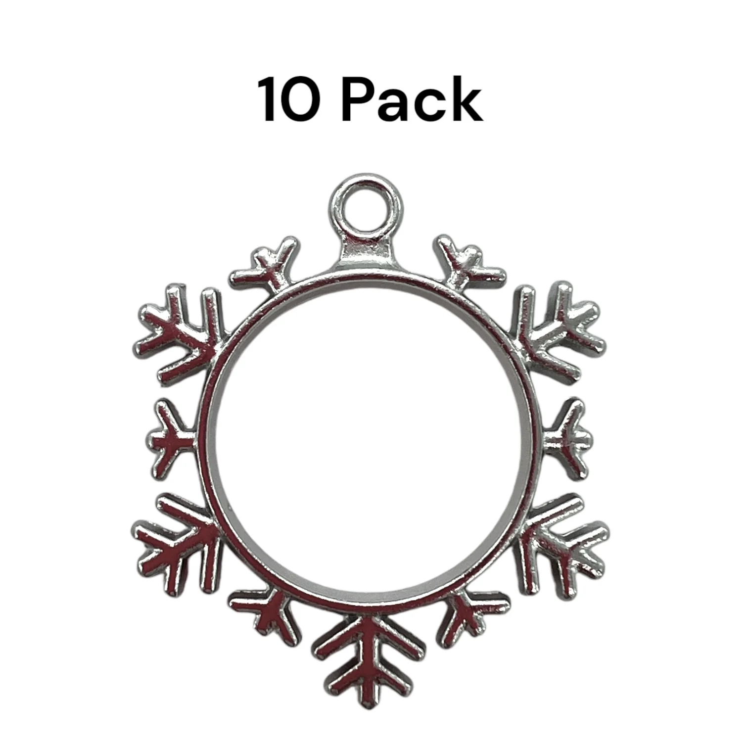 10 Pack of Simple Snowflake Shaped Open Back Pendant or Earring Bezel Blank - Image 4