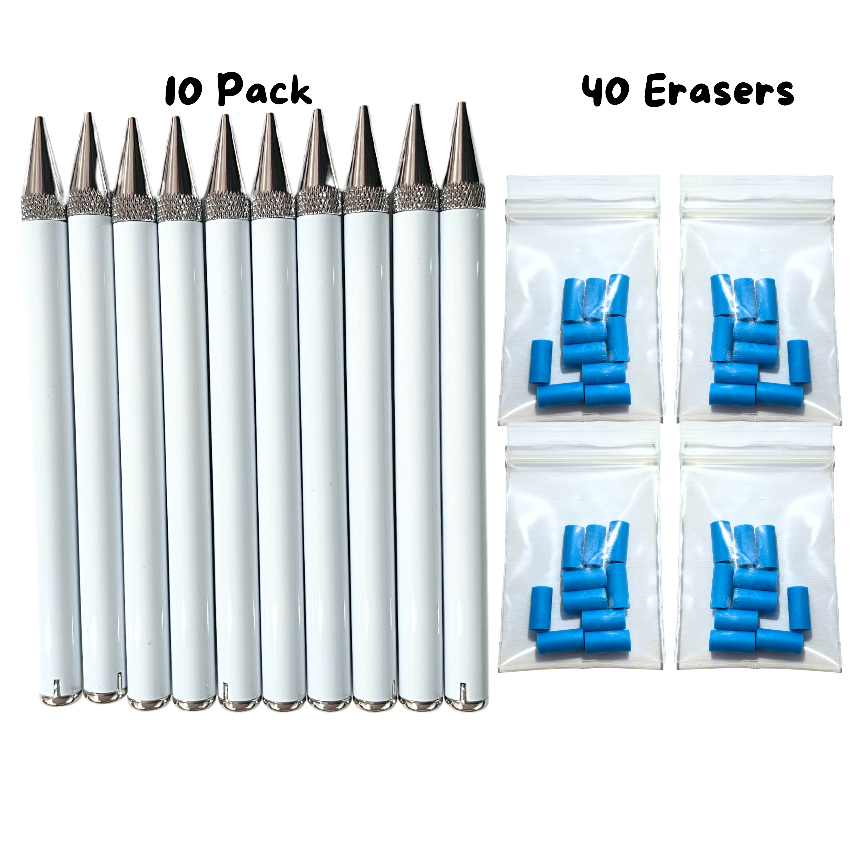 Stainless Steel Sublimation Mechanical Pencil with Lead and Erasers - Image 7