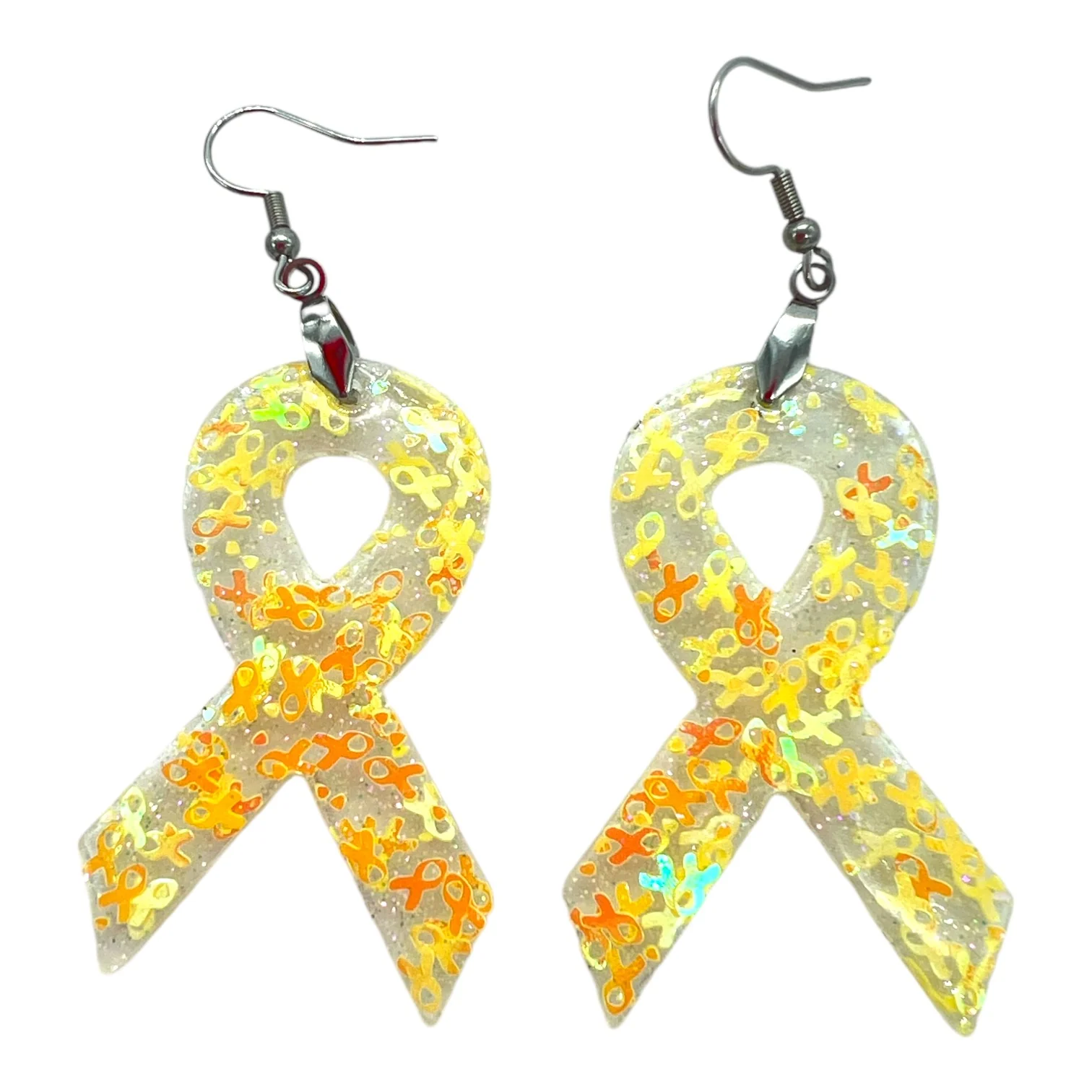 Cancer Awareness Ribbons With Confetti Holographic Glitter Shapes - Image 6