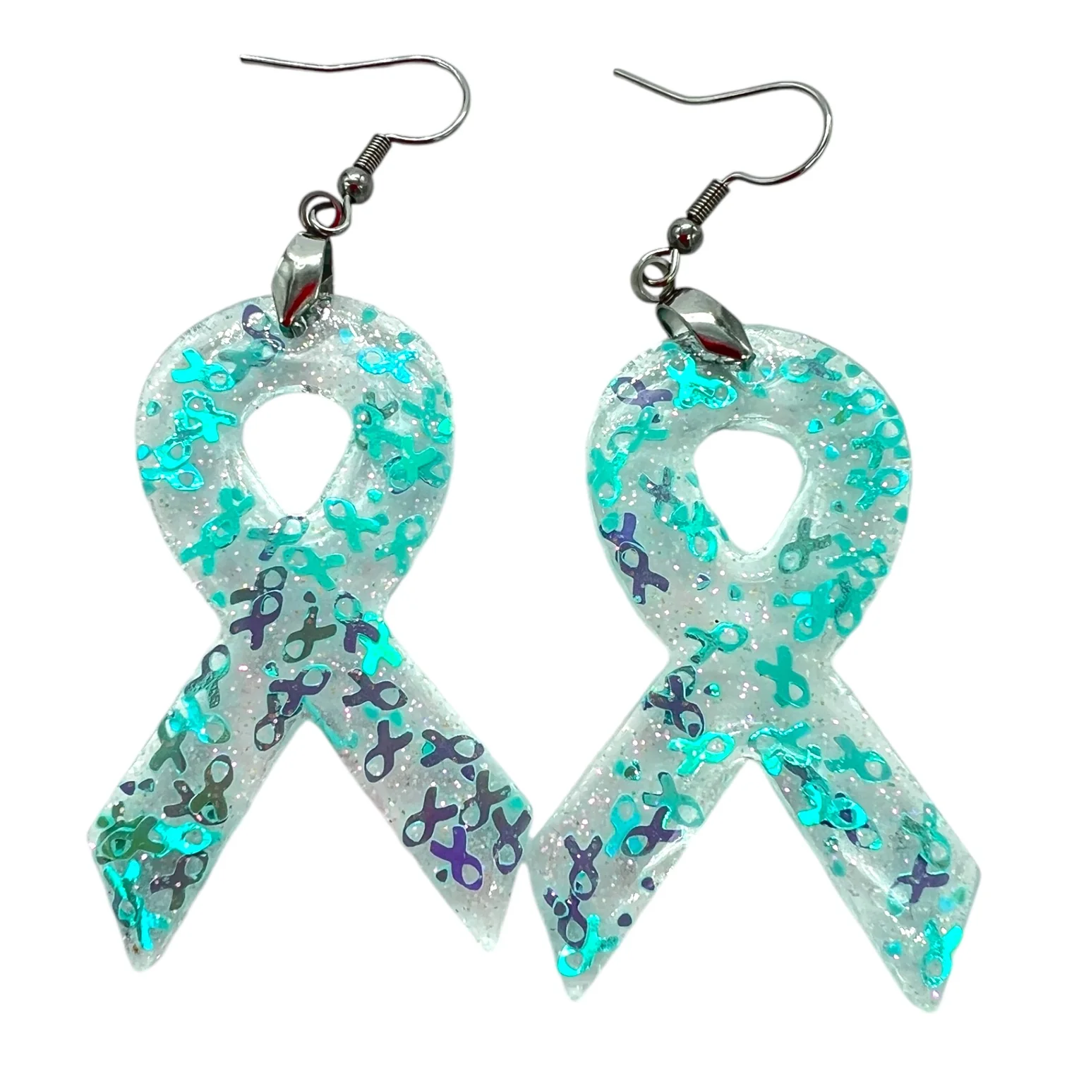Cancer Awareness Ribbons Bundle With Confetti Holographic Glitter Shapes - Image 3
