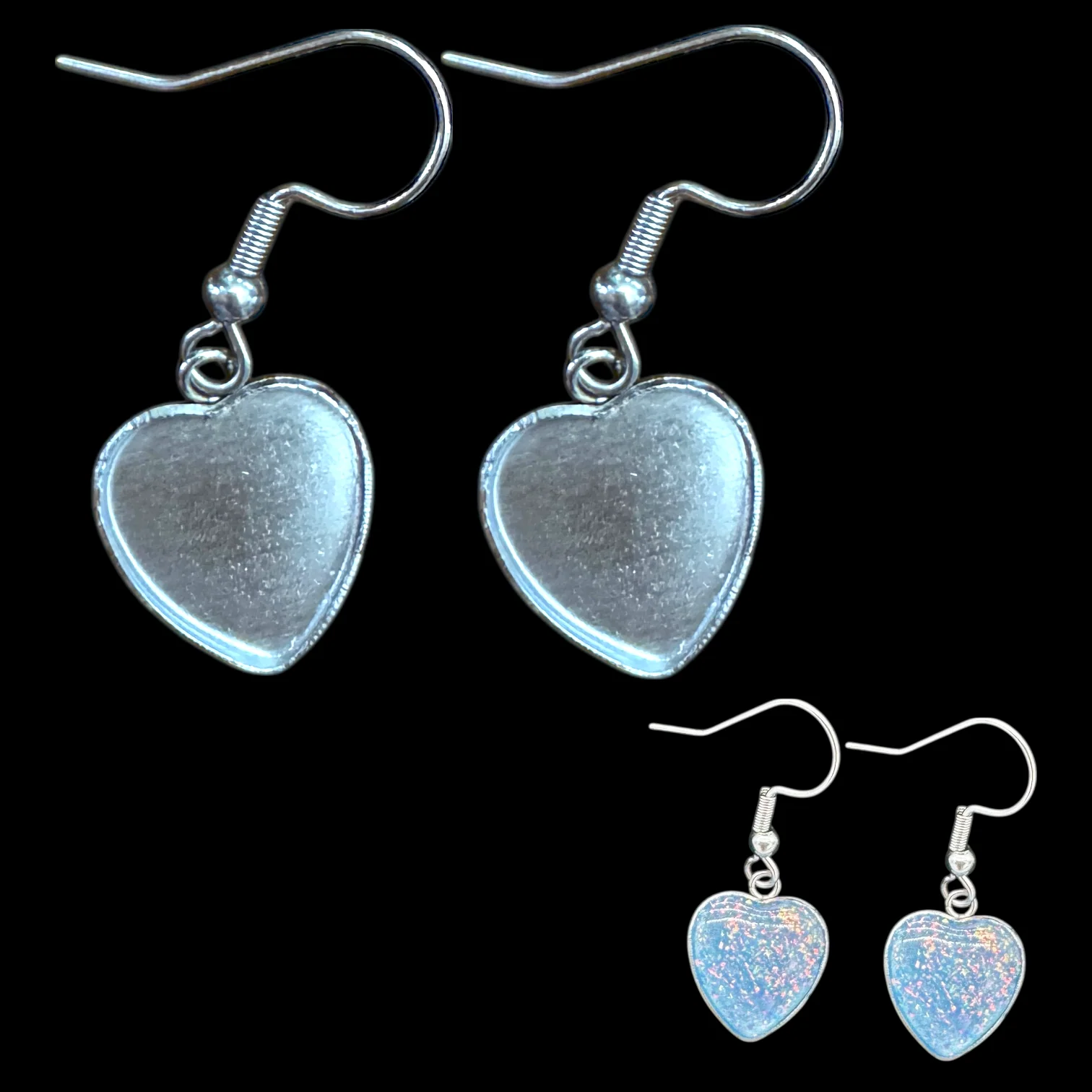 Heart Dangle Earring Blanks - 10 Pcs - Image 2